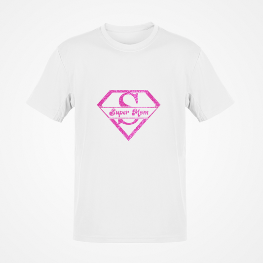 Super Mom Glitter (White) T-Shirt