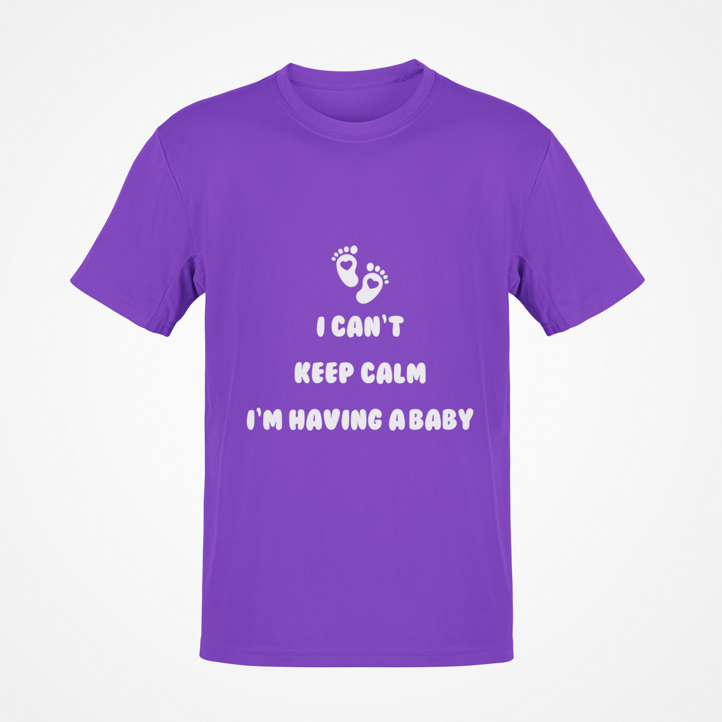 Camiseta No puedo mantener la calma, voy a tener un bebé (texto en blanco)